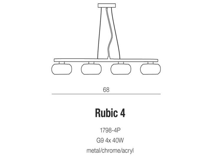Lampa wisząca Rubic 4 Metal Szkło Lampa z kloszem Ilość źródeł światła 4 źródła