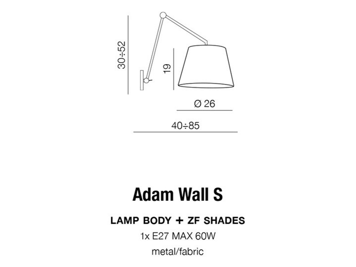 ADAM WALL S Metal Kinkiet z kloszem Kinkiet LED Kinkiet z regulacją Kategoria Lampy ścienne