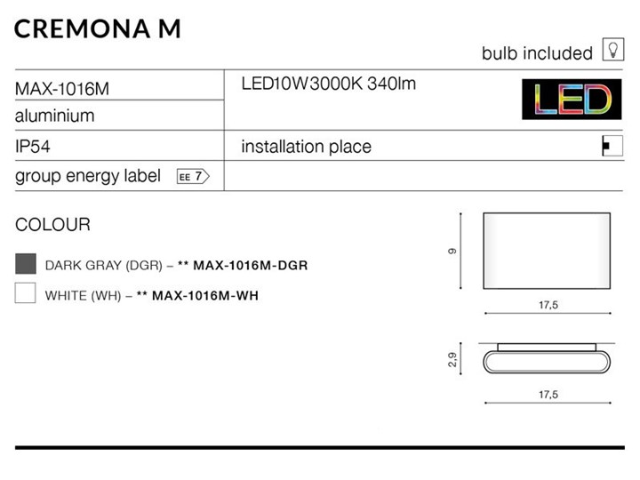 CREMONA M Kategoria Lampy ogrodowe Kinkiet ogrodowy Kolor Czarny