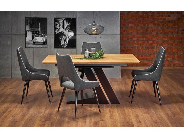 Nowoczesny rozkładany stół Azira - dąb Długość 90 cm Rozkładanie Długość 220 cm Wysokość 75 cm Szerokość 90 cm Drewno Kolor Brązowy
