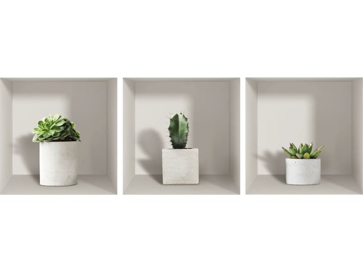 Komplet 3 naklejek ściennych 3D Ambiance Cactus Kategoria Pozostałe dekoracje domu Kolor Biały