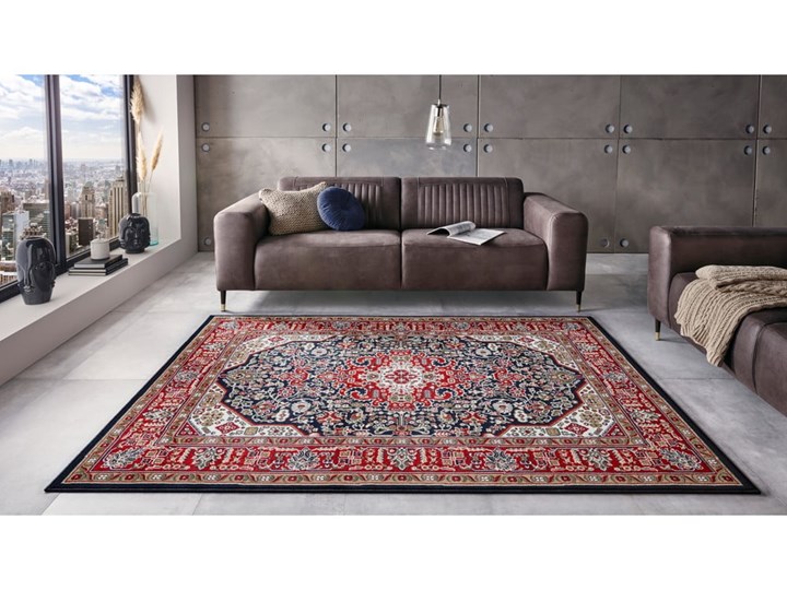 Czerwono-niebieski dywan Nouristan Skazar Isfahan, 160x230 cm Syntetyk Juta Prostokątny Dywany Kolor Bordowy