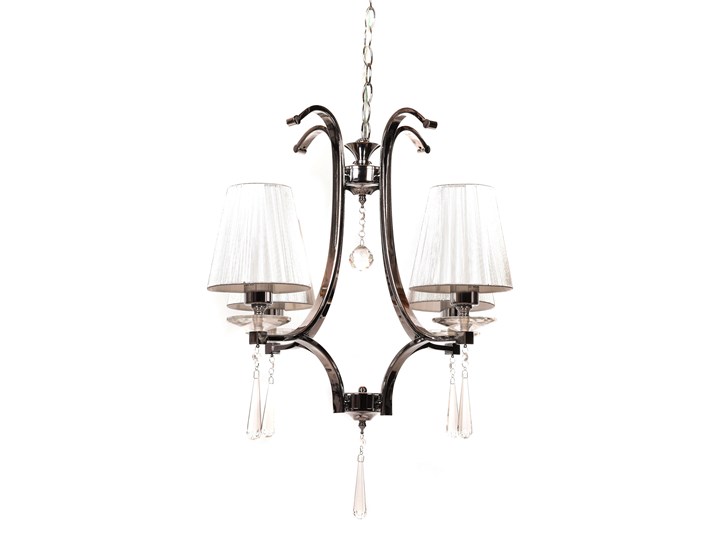 KLASYCZNY ŻYRANDOL KRYSZTAŁOWY VENISIA W4 Lampa z abażurem Chrom Tkanina Metal Lampa z kryształkami Kolor Biały