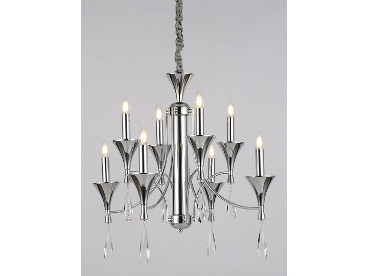 KLASYCZNA LAMPA WISZĄCA CHROMOWANA LIBERO W8 Metal Lampa z kryształkami Lampa z kloszem Żyrandol Lampa z abażurem Kryształ Szkło Pomieszczenie Salon