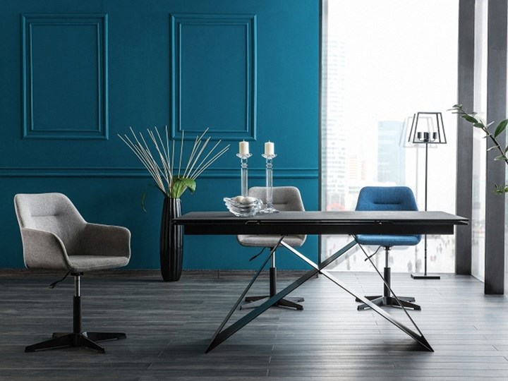 SELSEY Stół rozkładany Fell 160-240x90 cm z efektem kamienia Szkło Wysokość 76 cm Metal Średnica