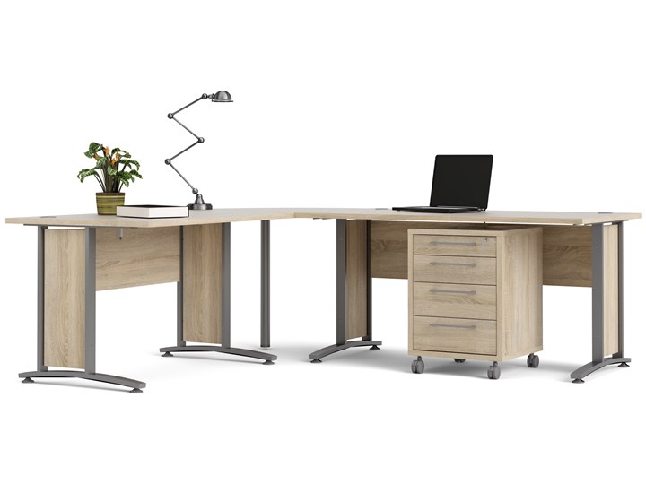 Biurko narożne Prima dąb sonoma 230x200 szare nogi Metal Drewno Biurko z nadstawką Kategoria Biurka