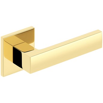 Złota, kwadratowa klamka Cube z płaskim szyldem Slim Q