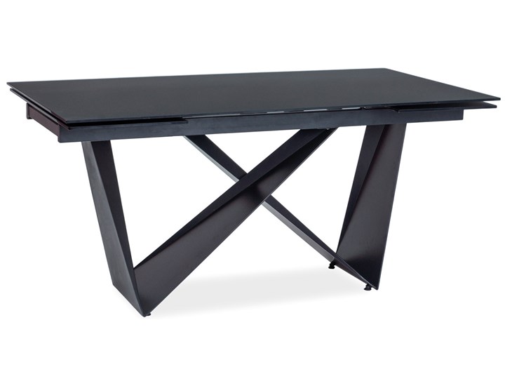 Designerski stół rozkładany ze szklanym blatem Cavalli I czarny mat