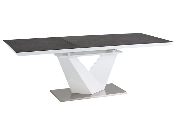 Rozkładany stół ze szklaną nakładką Alaras II efekt kamienia 120-180/80 cm