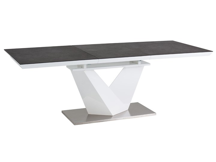 Rozkładany stół ze szklaną nakładką Alaras II efekt kamienia 120x80 cm Stal Pomieszczenie Stoły do jadalni Długość 120 cm Szkło Płyta MDF Rozkładanie