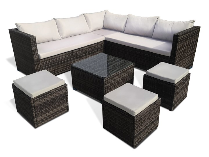 MEBLE OGRODOWE RATTAN 1162S BRĄZ Technorattan Zestawy kawowe Stal Zestawy wypoczynkowe Zawartość zestawu Puf