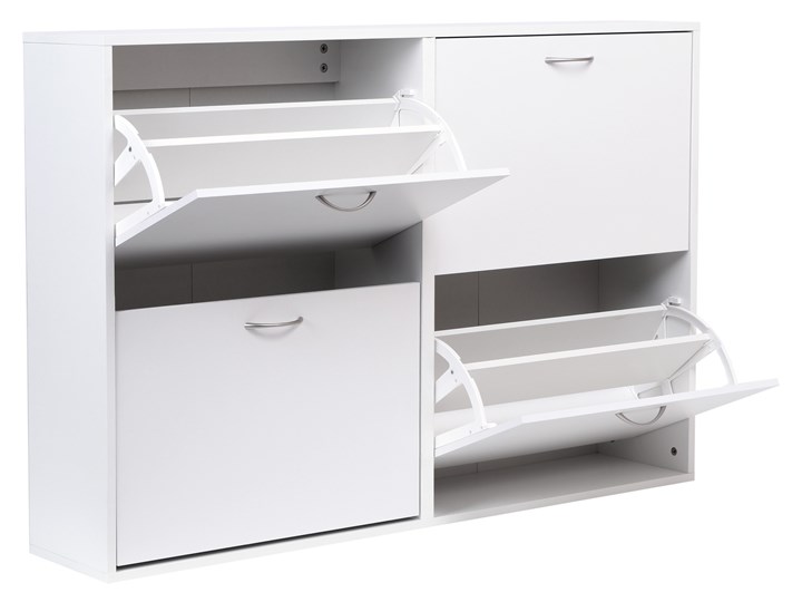 Szafka na buty Laura - biała Płyta meblowa Metal Płyta laminowana Płyta MDF Uniwersalne Pomieszczenie Przedpokój