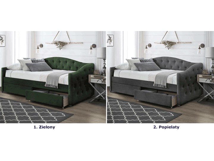 Pojedyncze łóżko z szufladami Orin - zielone Kolor Zielony Drewno Rozmiar materaca 90x200 cm