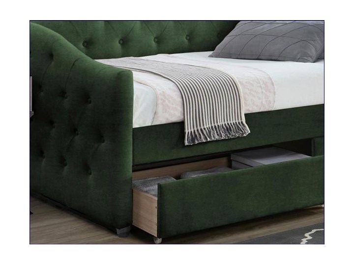 Pojedyncze łóżko z szufladami Orin - zielone Drewno Kolor Zielony