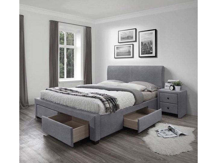 dwuosobowe łóżko z szufladami moris 4x - popielate Kolor Szary Rozmiar materaca 160x200 cm
