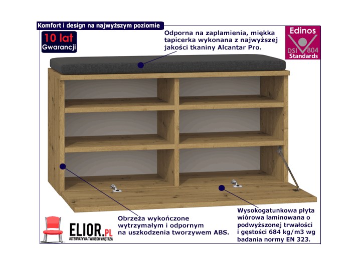Elegancka szafka na buty Vopra - dąb artisan