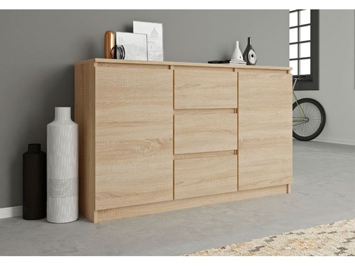 Minimalistyczna komoda Rubin - dąb sonoma Pomieszczenie Sypialnia Drewno Z szafkami i szufladami Styl Minimalistyczny