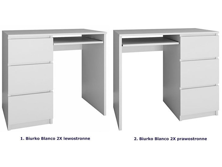 nowoczesne biurko prawostronne blanco 2x - biały mat Szerokość 98 cm Biurko tradycyjne Szerokość 51 cm Styl Skandynawski