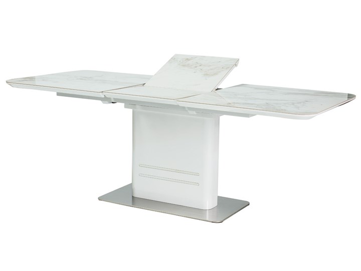 Rozkładany stół do jadalni Cartier Ceramic Płyta MDF Wysokość 75 cm Długość 160 cm Kolor Szary Marmur Stal Ceramika Styl Nowoczesny
