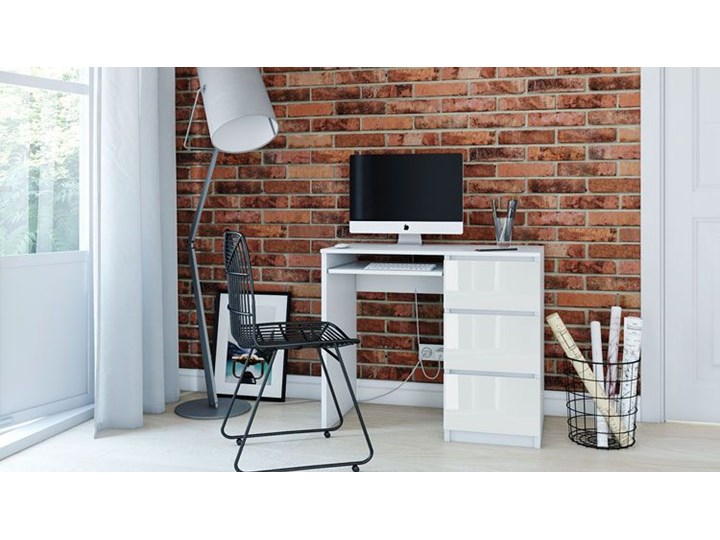 Młodzieżowe biurko prawostronne Blanco 3X - biały połysk Styl Nowoczesny Szerokość 51 cm Szerokość 98 cm Pomieszczenie Pokój nastolatka