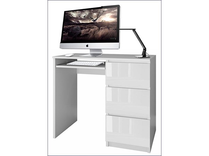Młodzieżowe biurko prawostronne Blanco 3X - biały połysk Szerokość 98 cm Szerokość 51 cm Styl Skandynawski