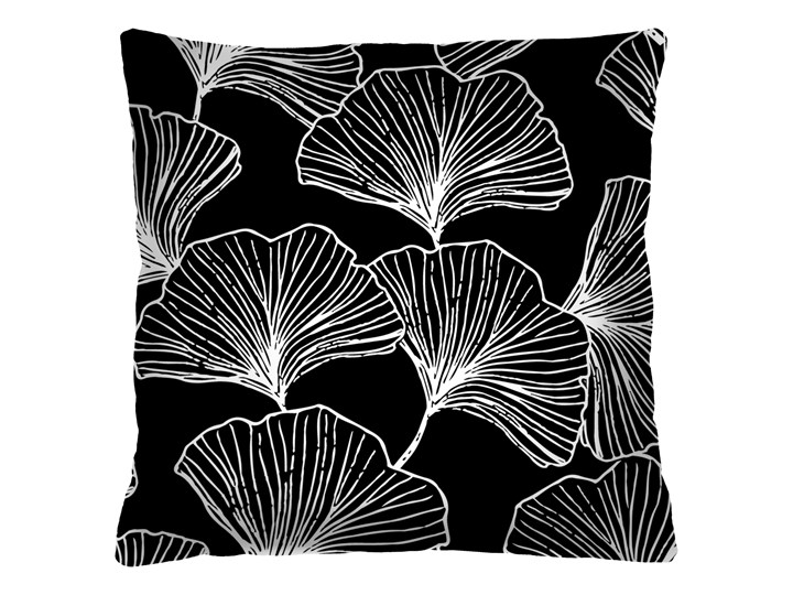 Poduszka - GINGKO - 40x40 cm Kwadratowe Welur Poduszka dekoracyjna Poszewka dekoracyjna Kolor Czarny