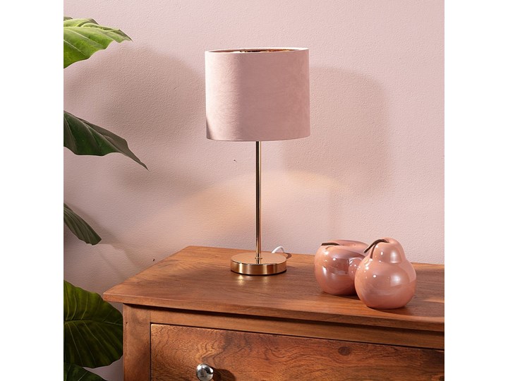 Lampa stołowa Lorie Light Pink, 40 cm Metal Lampa z kloszem Tkanina Styl Nowoczesny