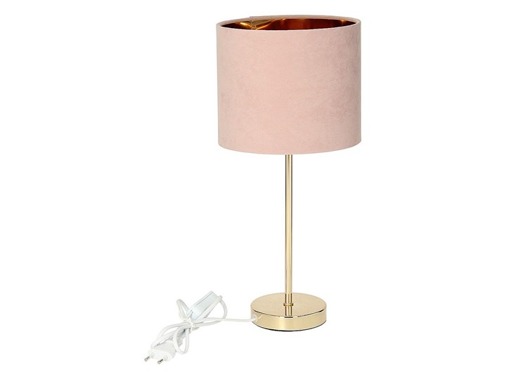 Lampa stołowa Lorie Light Pink, 40 cm Tkanina Metal Lampa z kloszem Styl Nowoczesny