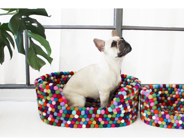 Kulkowe wełniane legowisko dla zwierząt Wooldot Ball Pet Basket Multi, 40x30 cm Uniwersalna Tkanina Kolor Wielokolorowy