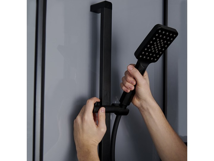Kabina prysznicowa półokrągła GoodHome Beloya 90 cm czarna z hydromasażem Kolor Szary Narożna Wysokość 206 cm Kolor Czarny