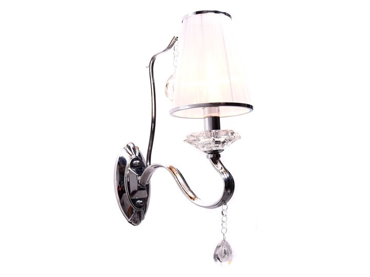 LAMPA ŚCIENNA KINKIET KRYSZTAŁOWY BIAŁY FINEZZIA W1 LUMINA DECO Kinkiet łazienkowy Metal Kinkiet z kloszem Kinkiet z abażurem Szkło Kinkiet dekoracyjny Tkanina Kolor Srebrny