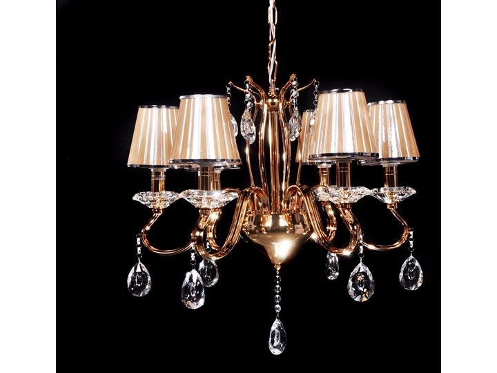 KLASYCZNY ŻYRANDOL KRYSZTAŁOWY ZŁOTY FINEZZIA W6 LUMINA DECO Tkanina Szkło Kategoria Lampy wiszące Lampa z abażurem Chrom Metal Lampa z kryształkami Lampa z kloszem Ilość źródeł światła 6 źródeł