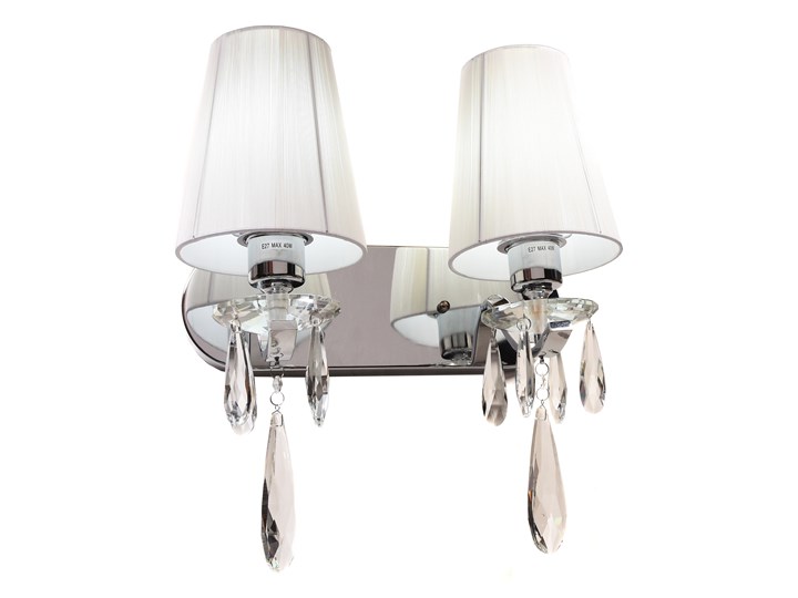 LAMPA ŚCIENNA KINKIET KRYSZTAŁOWY BIAŁY ALESSIA W2 LUMINA DECO Kinkiet z kloszem Metal Tkanina Kinkiet dekoracyjny Szkło Styl Glamour Kinkiet z abażurem Kategoria Lampy ścienne
