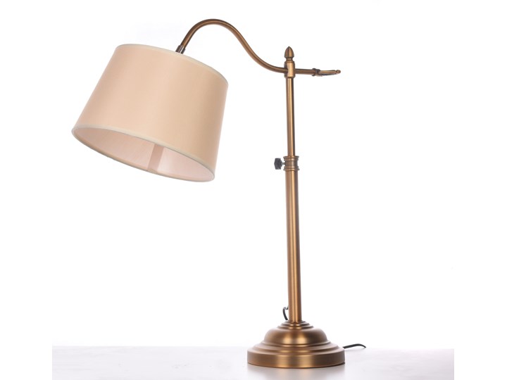 LAMPA BIURKOWA MOSIĘŻNA SARINI LUMINA DECO Metal Lampa gabinetowa Wysokość 65 cm Lampa z abażurem Tkanina Mosiądz Kolor Beżowy