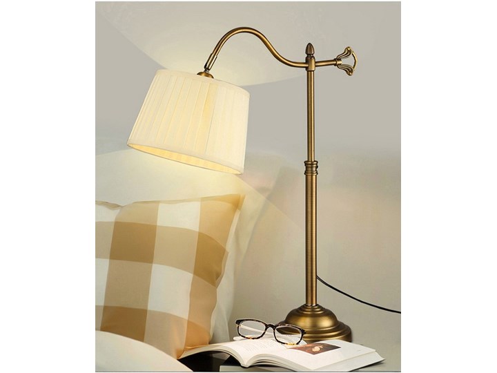 LAMPA BIURKOWA MOSIĘŻNA SARINI LUMINA DECO Lampa z abażurem Lampa gabinetowa Tkanina Wysokość 65 cm Mosiądz Metal Kolor Złoty