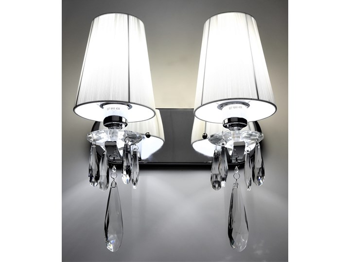 LAMPA ŚCIENNA KINKIET KRYSZTAŁOWY BIAŁY ALESSIA W2 LUMINA DECO Metal Tkanina Szkło Kinkiet z kloszem Kinkiet z abażurem Kinkiet dekoracyjny Styl Glamour