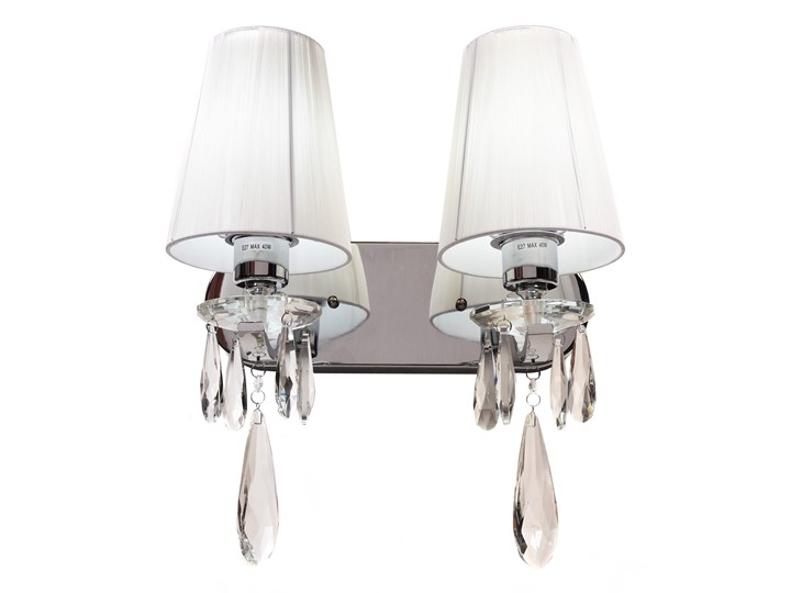 LAMPA ŚCIENNA KINKIET KRYSZTAŁOWY BIAŁY ALESSIA W2 LUMINA DECO Metal Tkanina Kinkiet z abażurem Styl Glamour Kinkiet z kloszem Kinkiet dekoracyjny Szkło Kategoria Lampy ścienne