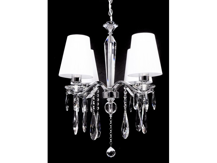 KLASYCZNY ŻYRANDOL KRYSZTAŁOWY BIAŁY ALESSIA W4 LUMINA DECO Lampa z kloszem Tkanina Metal Lampa z abażurem Chrom Pomieszczenie Salon Lampa z kryształkami Ilość źródeł światła 4 źródła