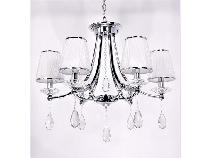 ŻYRANDOL KLASYCZNY KRYSZTAŁOWY CHROM DOMINNI W6 LUMINA DECO Kolor Srebrny Metal Lampa z kloszem Lampa z kryształkami Szkło Lampa z abażurem Pomieszczenie Salon