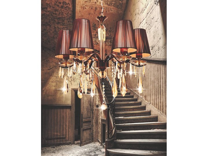 KLASYCZNY ŻYRANDOL KRYSZTAŁOWY MOSIĘŻNY ALESSIA W6 LUMINA DECO Metal Lampa z abażurem Lampa inspirowana Lampa z kloszem Lampa z kryształkami Mosiądz Tkanina Szkło Ilość źródeł światła 6 źródeł