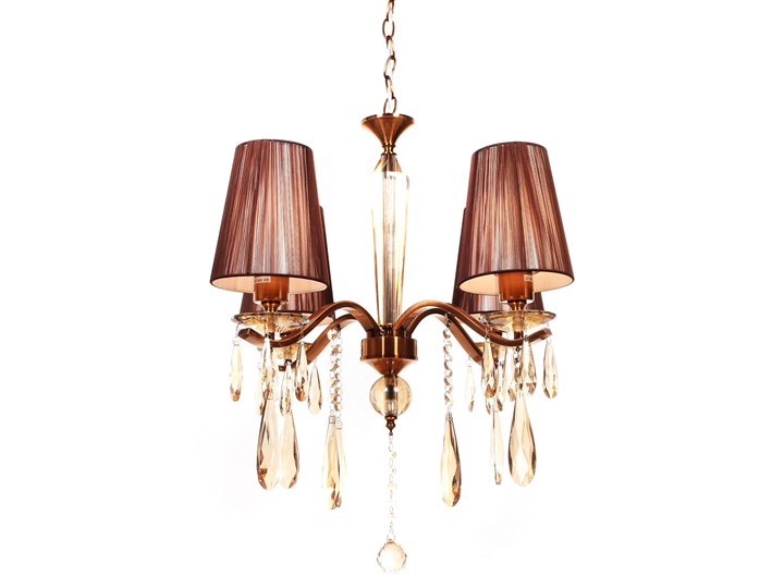 KLASYCZNY ŻYRANDOL KRYSZTAŁOWY MOSIĘŻNY ALESSIA W4 LUMINA DECO Metal Mosiądz Lampa z kryształkami Tkanina Tworzywo sztuczne Lampa z kloszem Lampa z abażurem Kolor Czarny