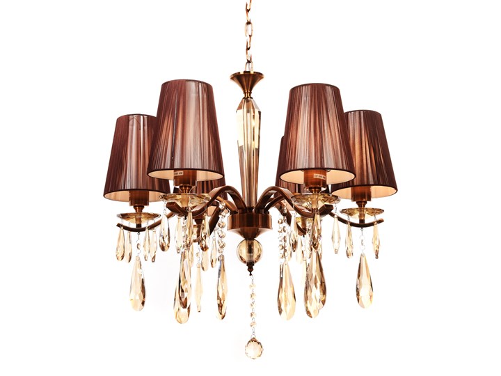 KLASYCZNY ŻYRANDOL KRYSZTAŁOWY MOSIĘŻNY ALESSIA W6 LUMINA DECO Lampa z abażurem Szkło Styl Rustykalny Lampa inspirowana Metal Lampa z kryształkami Lampa z kloszem Mosiądz Tkanina Ilość źródeł światła 6 źródeł