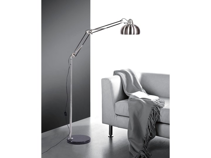 LAMPA STOJĄCA PODŁOGOWA SREBRNA RIGORRIA LUMINA DECO Lampa z regulacją wysokości Metal Lampa z kloszem Lampa z abażurem Pomieszczenie Sypialnia