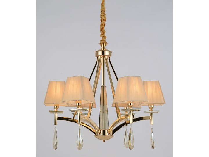 KLASYCZNY ŻYRANDOL KRYSZTAŁOWY ZŁOTY VALENTINA W6 LUMINA DECO Szkło Lampa z kloszem Tkanina Metal Lampa z abażurem Lampa z kryształkami Pomieszczenie Salon