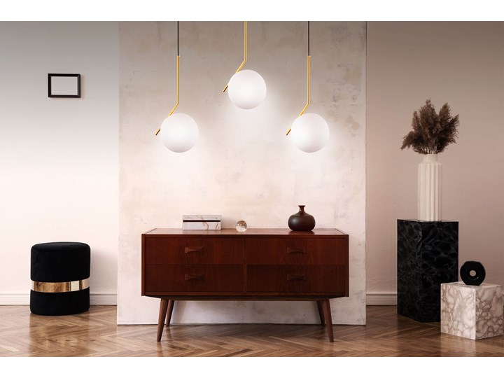 NOWOCZESNA LAMPA WISZĄCA ZŁOTA SORENTO D30 Metal Ilość źródeł światła 1 źródło Lampa kula Lampa z kloszem Szkło Lampa z abażurem Kolor Złoty