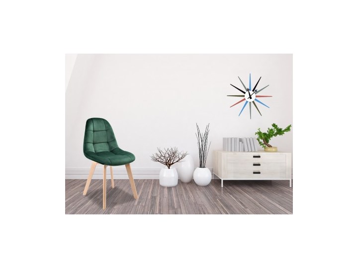 Krzesło aksamitne K-Austin dsw welur ciemno zielony Drewno Tkanina Tapicerowane Pikowane Wysokość 83 cm Szerokość 45 cm Głębokość 38 cm Wysokość 50 cm Pomieszczenie Salon Styl Vintage