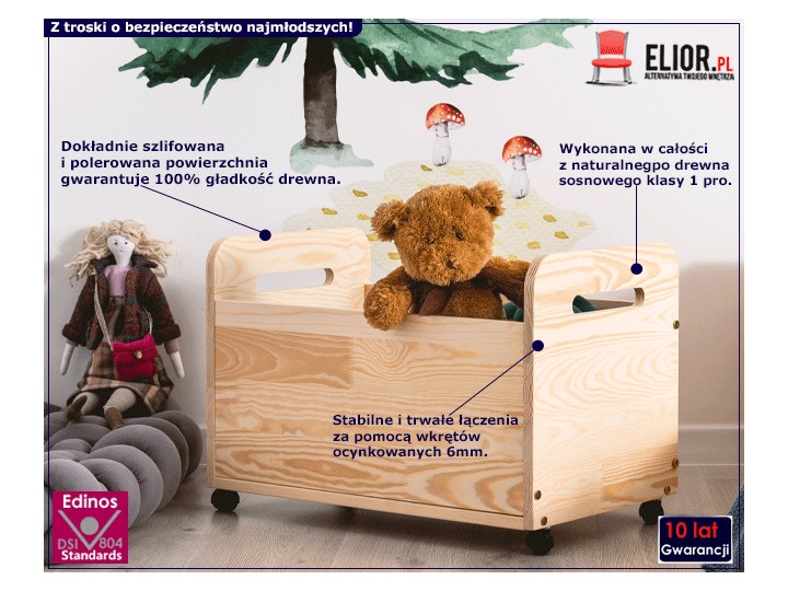 Drewniana skrzynia na zabawki Zozo 4S Skrzynie Pojemniki i skrzynie na zabawki Drewno Kategoria Pudełka do przechowywania