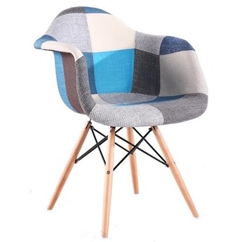 Fotel MILANO patchwork niebieski tapicerowany inspirowany