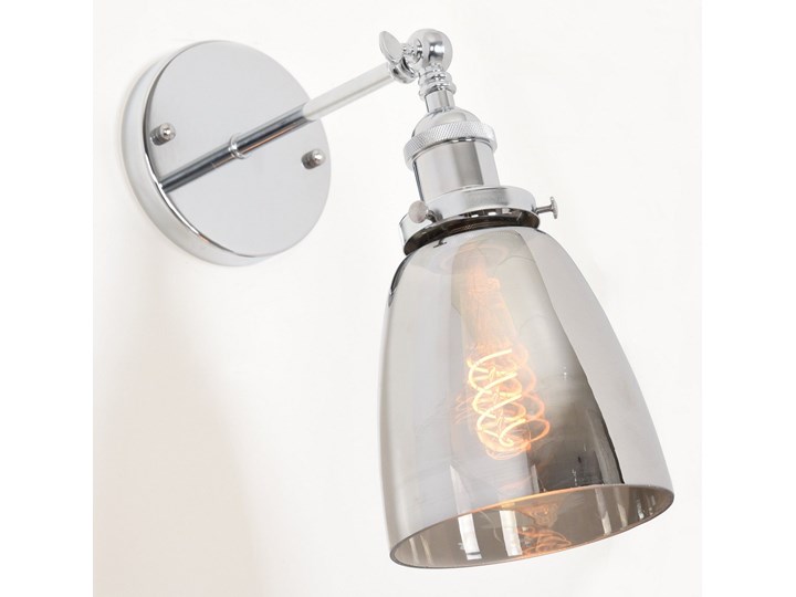 LAMPA ŚCIENNA KINKIET LOFTOWY FABI CHROM W1 Kinkiet z kloszem Szkło Kinkiet z abażurem Metal Kategoria Lampy ścienne
