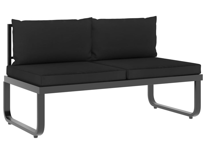 vidaXL 4-cz., narożny zestaw wypoczynkowy, poduszki, aluminium i WPC Narożnik Drewno Sofa Kolor Czarny